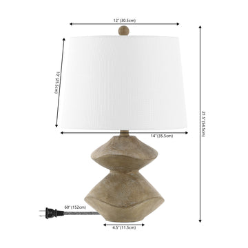 Laken Minimalist Coastal Resin/Iron 3-Stack Cairn LED Table Lamp - JONATHAN Y